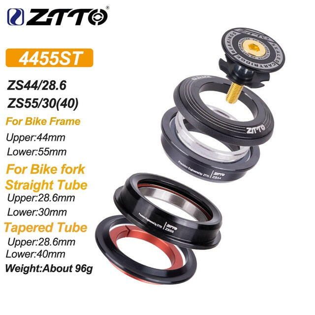 ZTTO MTB Road Bicycle CNC Headset 1 1/8"-1 1/2" Sealed Bearing 1.5Tapered 28.6 Straight Tube Bike Fork Internal Steering Bearing-WAYBIKER