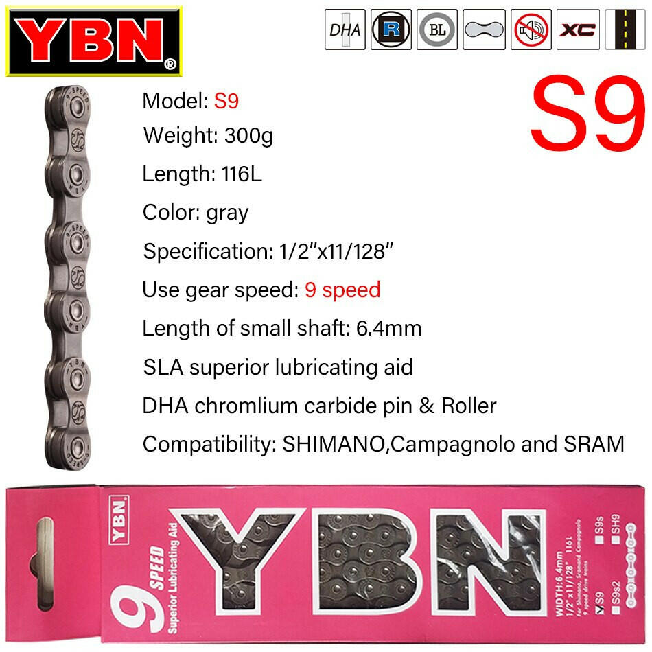 YBN Bike Chains MTB Mountain Road Bike Chians 11 Speed Hollow Bicycle Chain 116 Links Silver S11S for m7000 XT-WAYBIKER