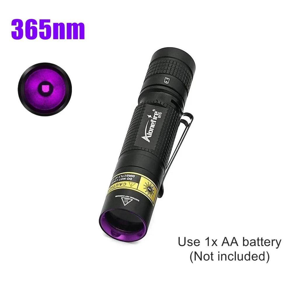 365nm/395nm Uv flashlight Invisible Blacklight Ultraviolet Torch PenLight Money Pet Stains Money Marker Checker Use AA battery-WAYBIKER