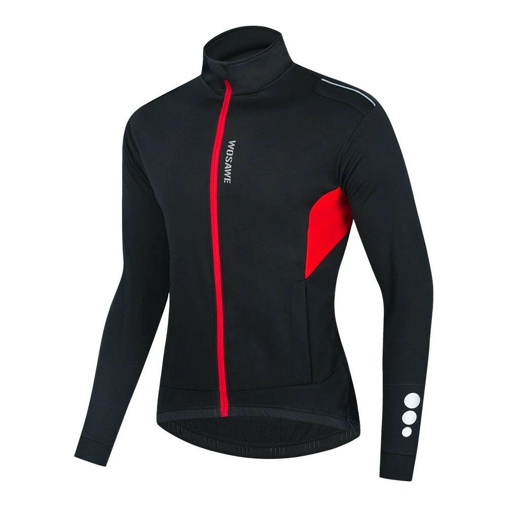 WOSAWE Winter Cycling Jacket Thermal Fleece Clothing Coat Water repellent Windproof Reflective Cycling Jersey Men Sportswear