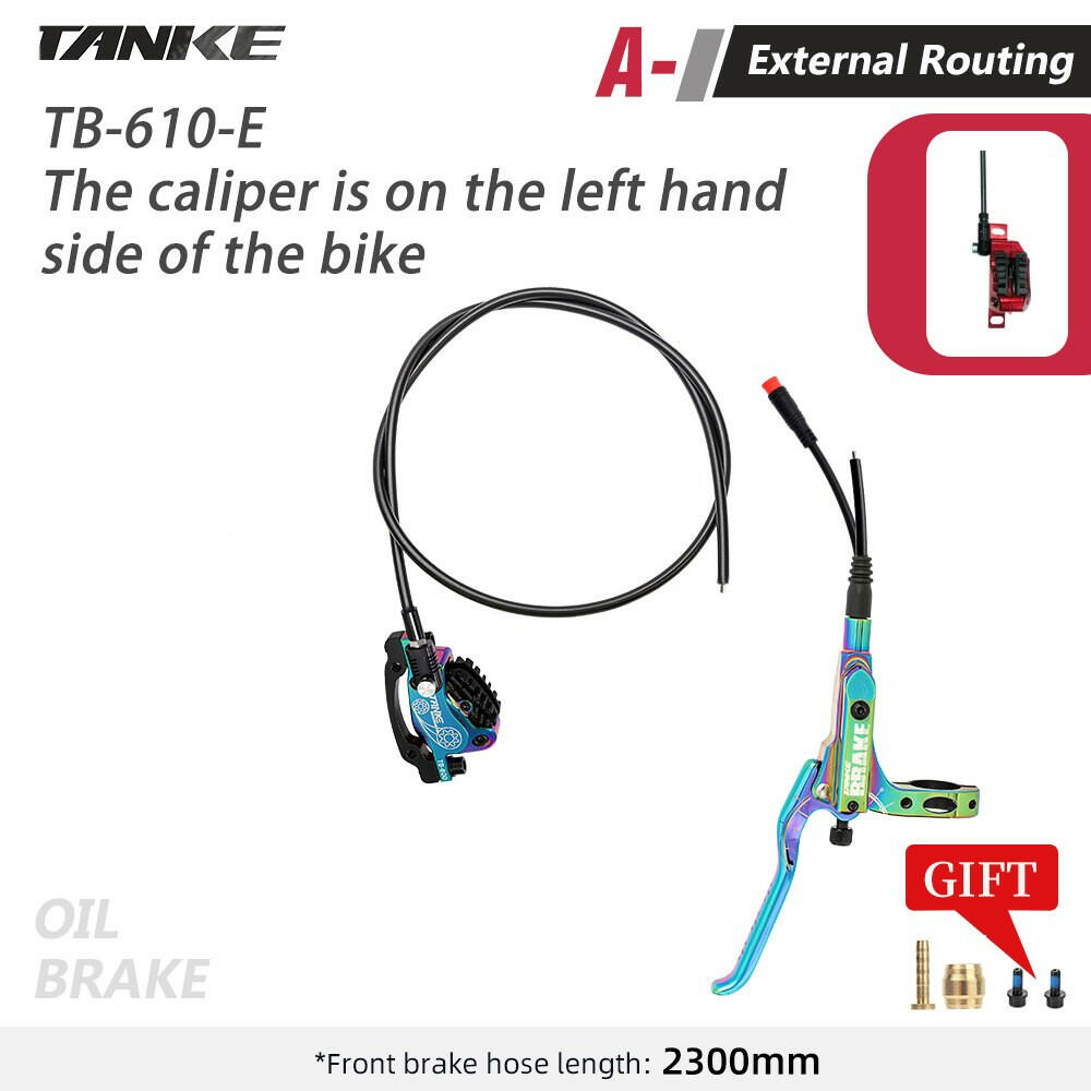 TANKE MTB 4 Piston Electric Disc Brake Electric Bicycle Scooter Power Off Oil Brakes Resin Pad Oil Pressure Caliper Bike parts-WAYBIKER