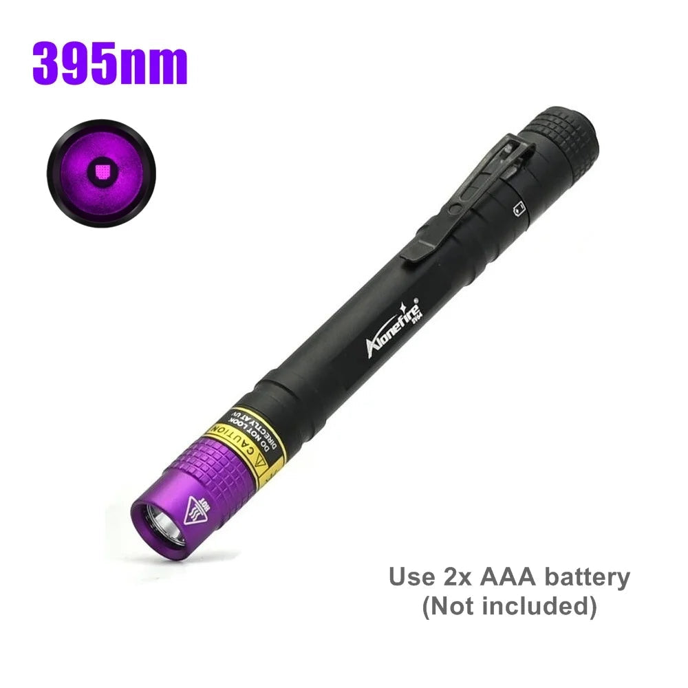 Pen Light UV Flashlight 395nm/365nm Blacklight Pet Dog Cat Urine Stain Ore Money Invisible Ink Marker Detection Lamp Led Torch-WAYBIKER