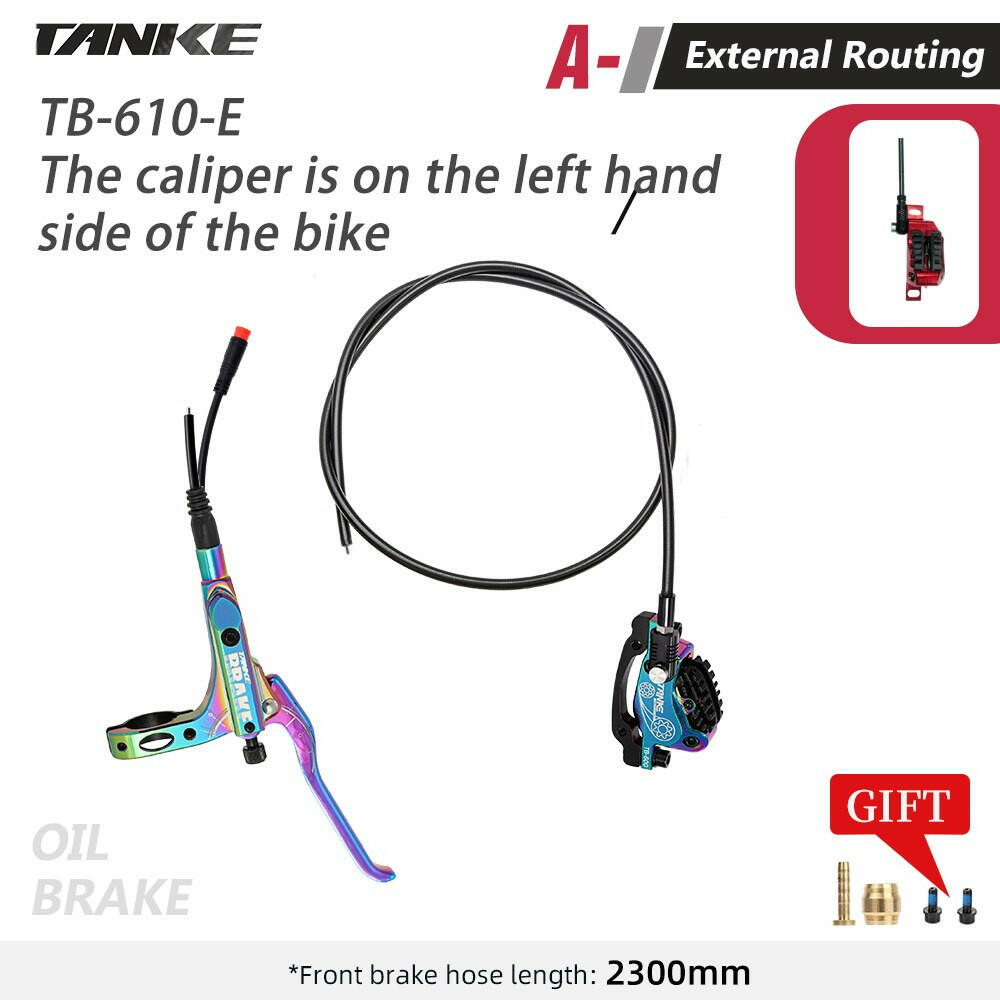 TANKE MTB 4 Piston Electric Disc Brake Electric Bicycle Scooter Power Off Oil Brakes Resin Pad Oil Pressure Caliper Bike parts-WAYBIKER