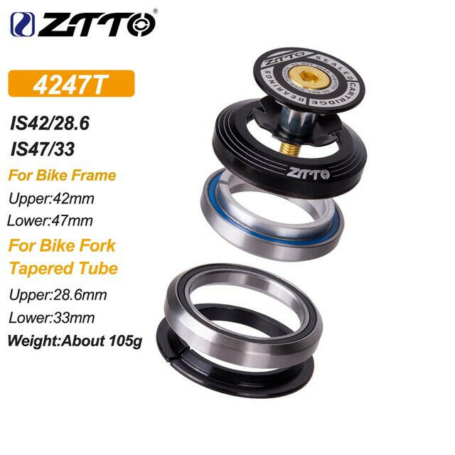ZTTO MTB Road Bicycle CNC Headset 1 1/8"-1 1/2" Sealed Bearing 1.5Tapered 28.6 Straight Tube Bike Fork Internal Steering Bearing-WAYBIKER