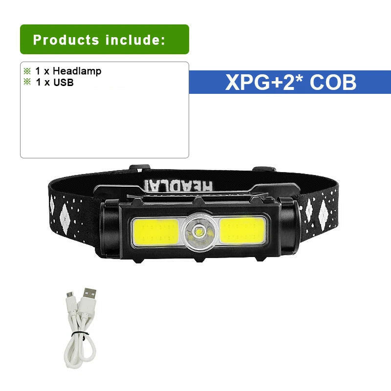 XPG+COB Mini Led Headlamp Usb Rechargeable Head Flashlight 18650 Headlight Work Light With Magnet Fishing LED  Waterproof Torch-WAYBIKER