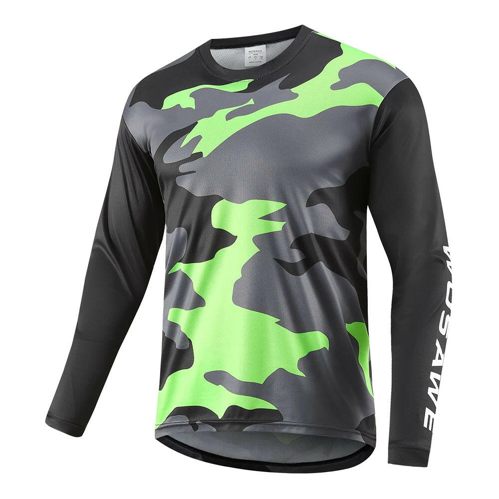 WOSAWE Men's Downhill Jerseys Mens Long Sleeve Cycling Jersey Mountain Bike MTB Enduro Trail Racing Top-WAYBIKER