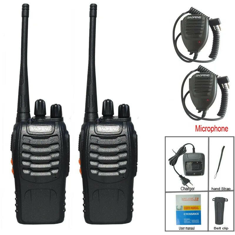 2Pcs/Lot Baofeng BF-888S Walkie Talkie Two-way Radio Set BF 888s UHF 400-470MHz 16CH Walkie-talkie Radios Transceiver-WAYBIKER