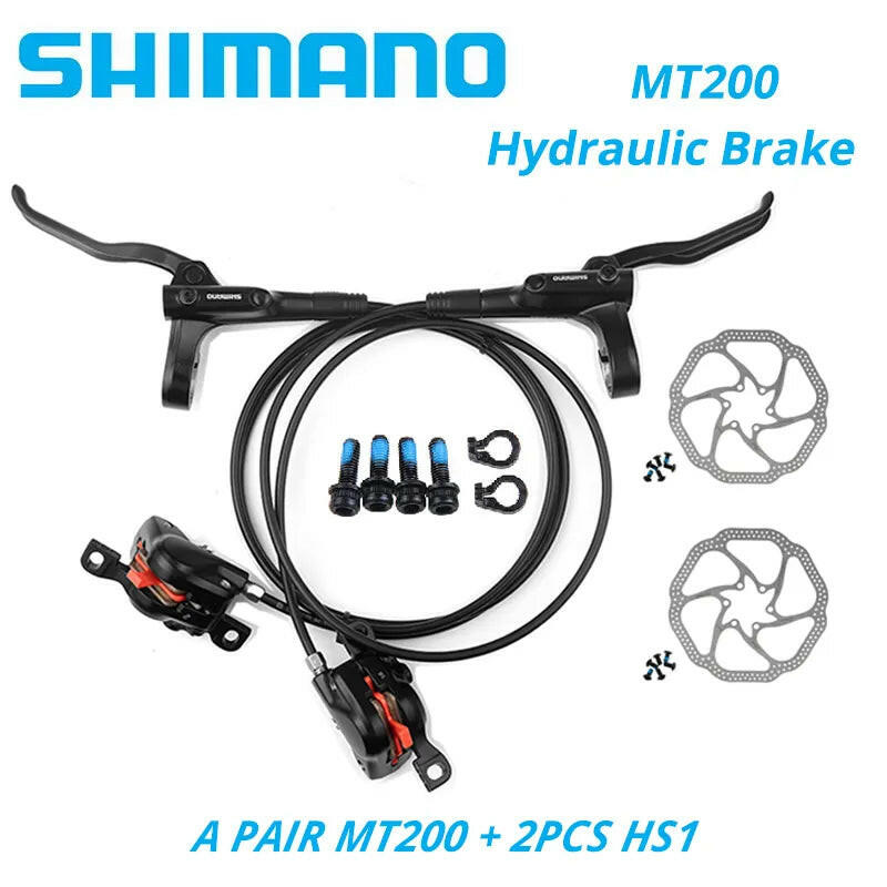 Original Shimano MT200 MTB Mountain Bike Hydraulic Disc Brake Left Front Right Rear 145CM Rotor RT56 RT54 RT26 RT30 HS1 G3 160MM-WAYBIKER