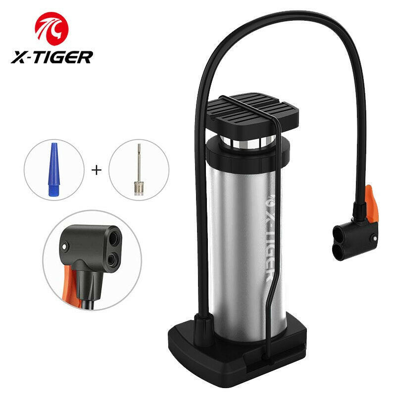 X-TIGER Portable Bike Pump High Pressure Pedal Bicycle Foot Pump Ultra-Light Aluminum Alloy MTB Bike Tire Inflator Accessories-WAYBIKER