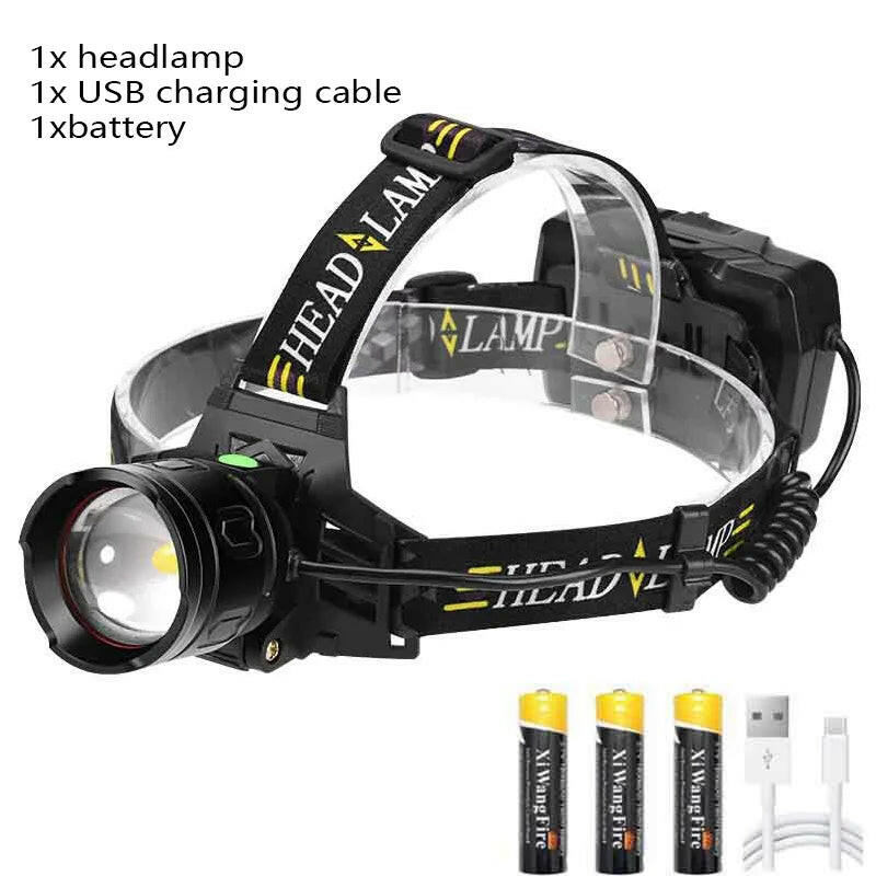XHP70 Powerful LED Induction Headlamp USB Rechargeable 3*18650 With Battery Head Flashlight Outdoor Fishing Camping Head Torch-WAYBIKER