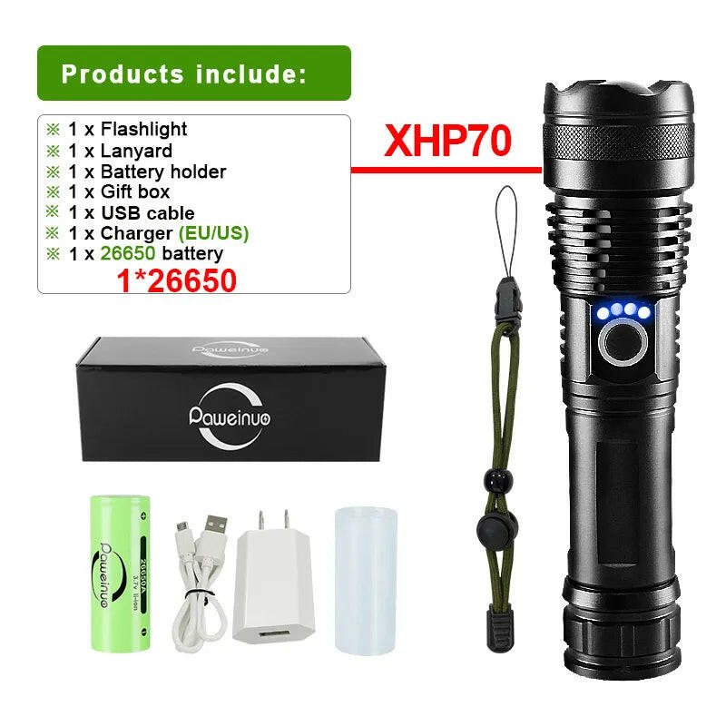XHP360 Led Flashlight 18650 Rechargeable Torch Usb Powerful Tactical Flash Light Zoomable Hunting Lantern Waterproof Hand Lamp-WAYBIKER