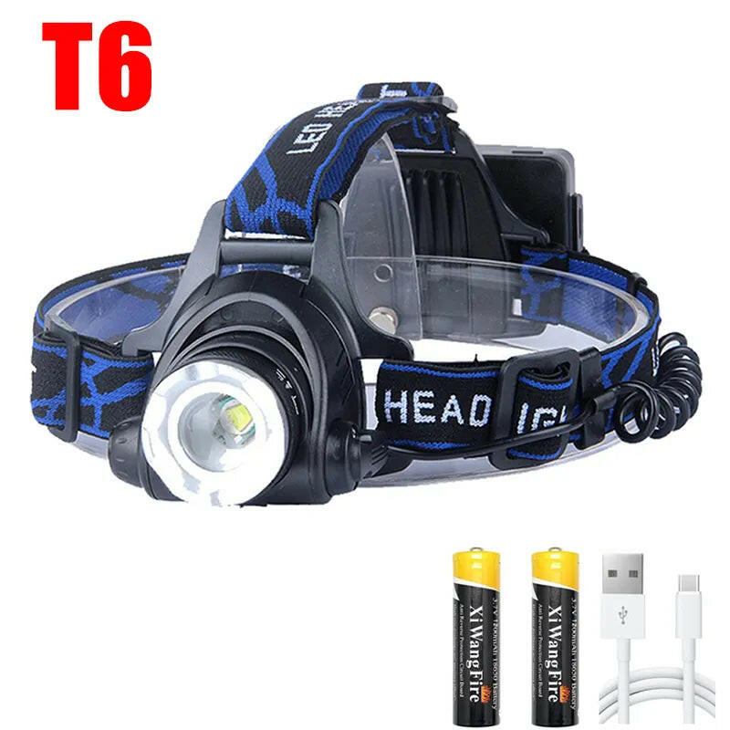 Powerful LED Induction Headlamp USB/DC Rechargeable Headlight Aluminium Alloy Outdoor Waterproof Head Lamp High Lumen Head Torch