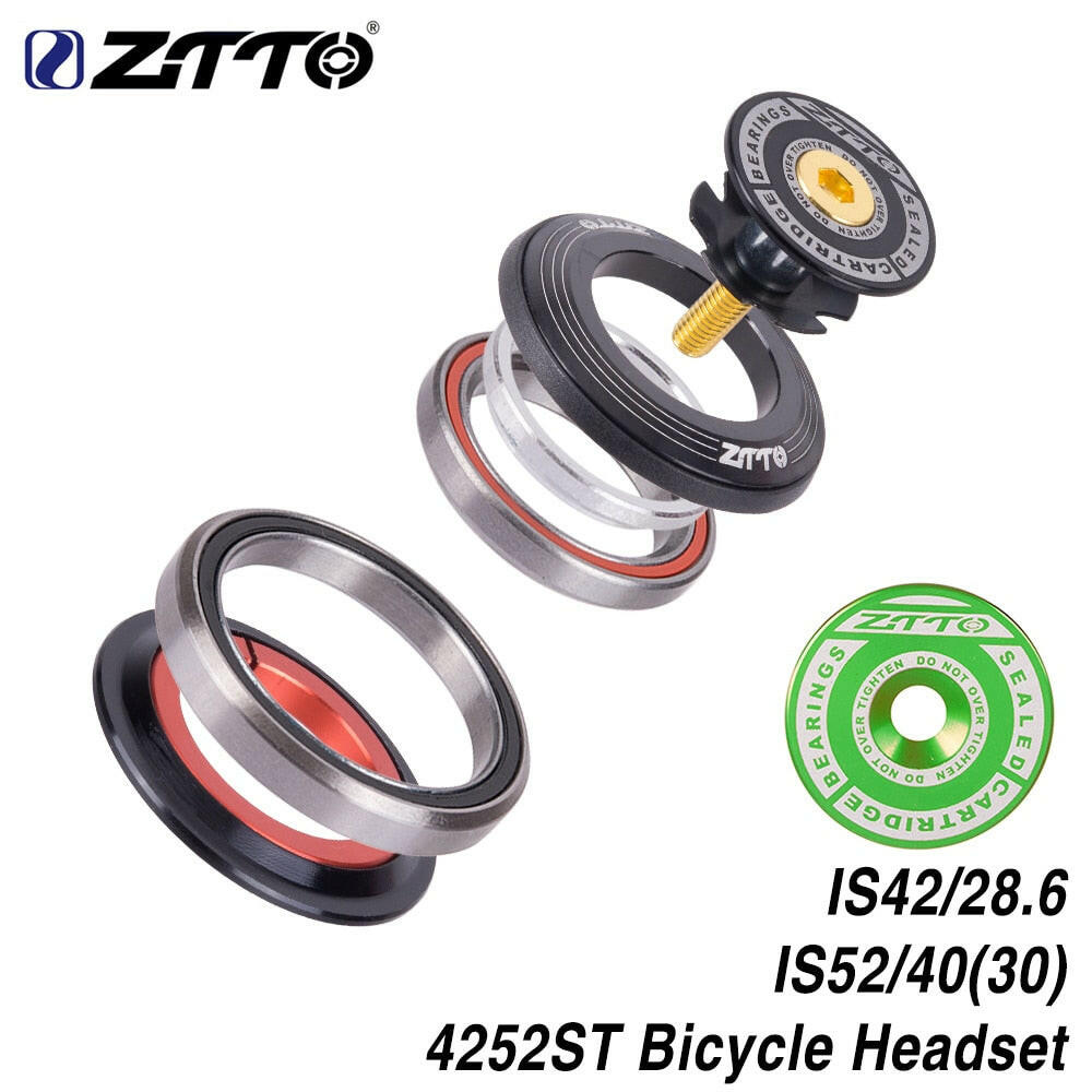 ZTTO MTB Bike Road Bicycle Headset 42mm 52mm CNC 1 1/8"-1 1/2" Tapered Tube fork Integrated Angular Contact Bearing 4252ST-WAYBIKER