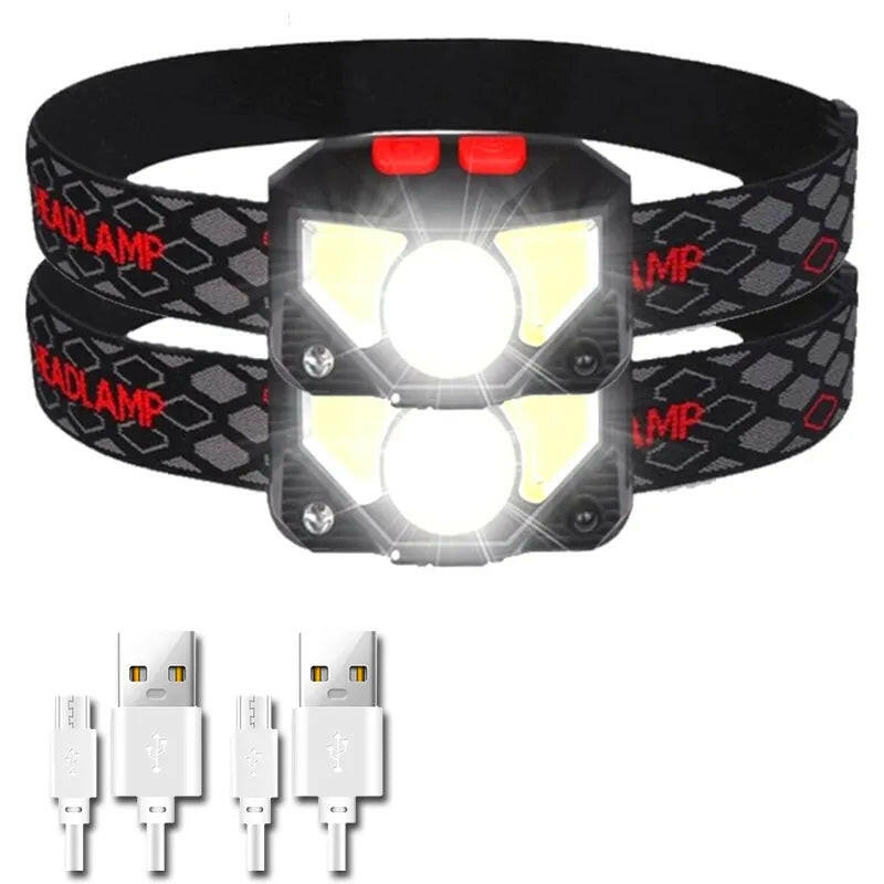 XPG+COB LED Headlamp USB Rechargeable Head Torch Head Flashlight Waterproof Head Torch Outdoor Camping Fishing Headlight-WAYBIKER