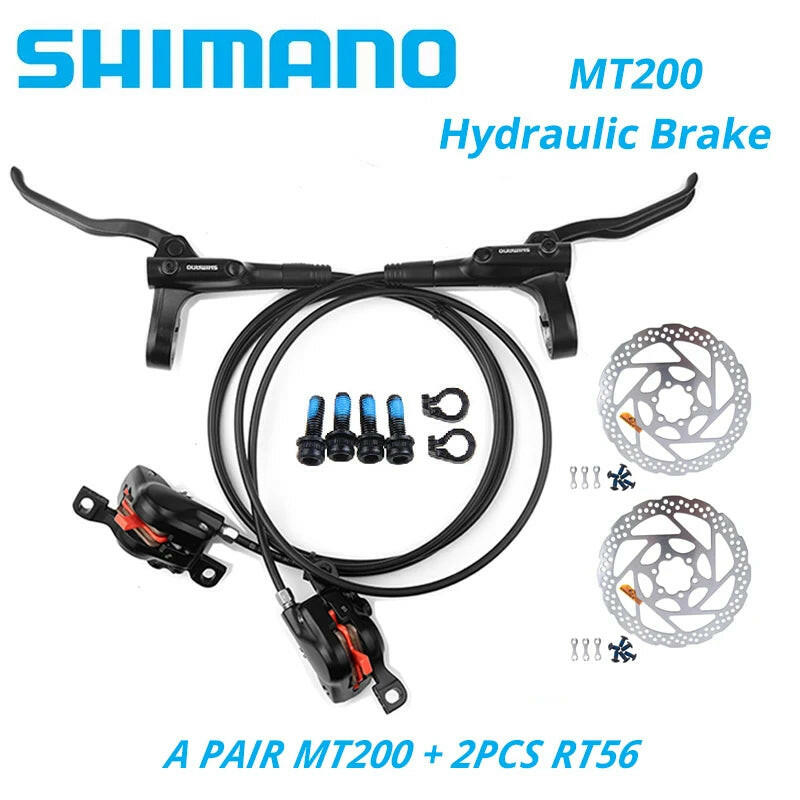 Original Shimano MT200 MTB Mountain Bike Hydraulic Disc Brake Left Front Right Rear 145CM Rotor RT56 RT54 RT26 RT30 HS1 G3 160MM-WAYBIKER