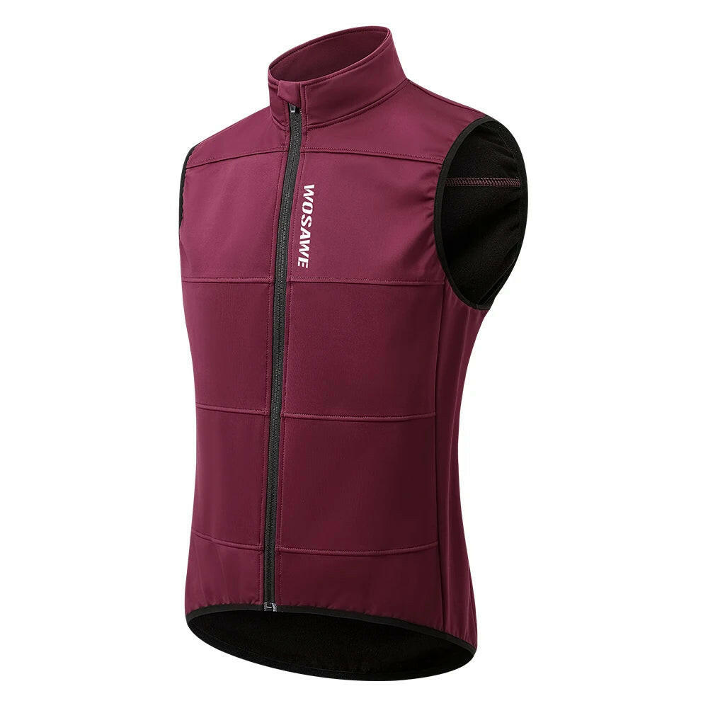 WOSAWE WINTER Gilet Thermal Fleece Men Cycling Jacket Sleeveless Cycling Bike Clothing Black Vest Winter Coat  No Pockets-WAYBIKER