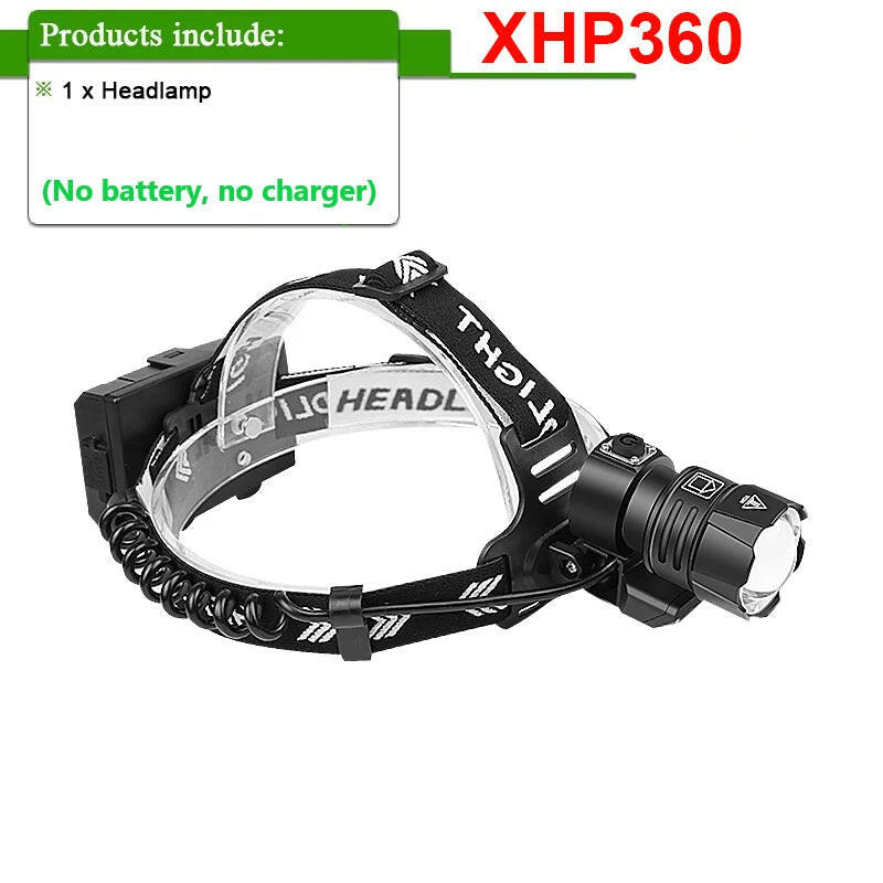 XHP360 Powerful LED Headlamp USB Rechargeable Head Flashlight High Power LED Headlight 18650 XHP90 Head Lamp Fishing Headlantern-WAYBIKER