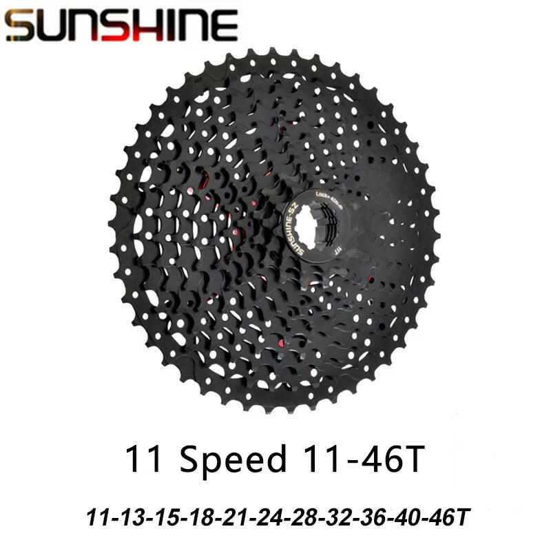 SUNSHINE Black Cassette 8S 9S 10S 11S 12S MTB Bike Road Bicycle Freewheel 11V 12V 42/46/50T 52T for M5100 M6100 SRAM HG Hub-WAYBIKER