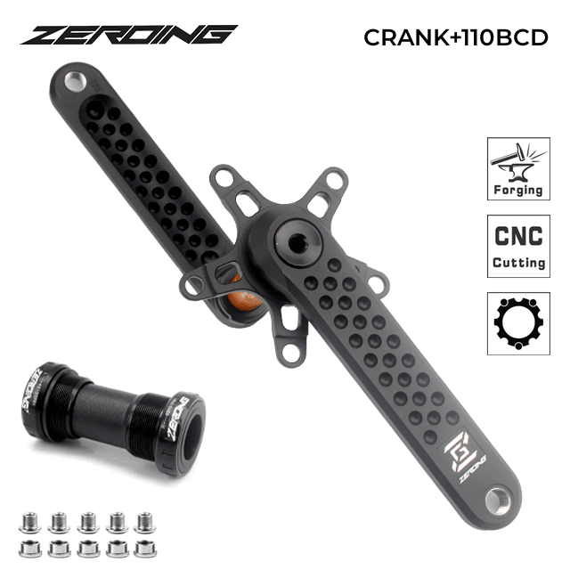 ZEROING ROAD CRANKSET GXP Bicycle Hollow Grave Bike Crank Chainring 110BCD Spider CNC Suitable For Shimano Sram Part 11/12 Speed-WAYBIKER