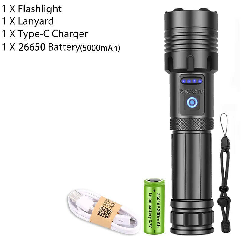 Super XHP120 Powerful Led Flashlight XHP90 High Power Torch Light Rechargeable Tactical Flashlight 18650 Usb Camping Lamp-WAYBIKER