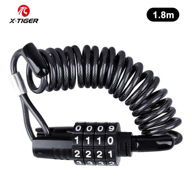 X-Tiger Password Bicycle Lock 1.5M Extend Cable Bike Lock Anti-Theft Password Lock 4 Digit Code Combination Bicycle Accessories-WAYBIKER