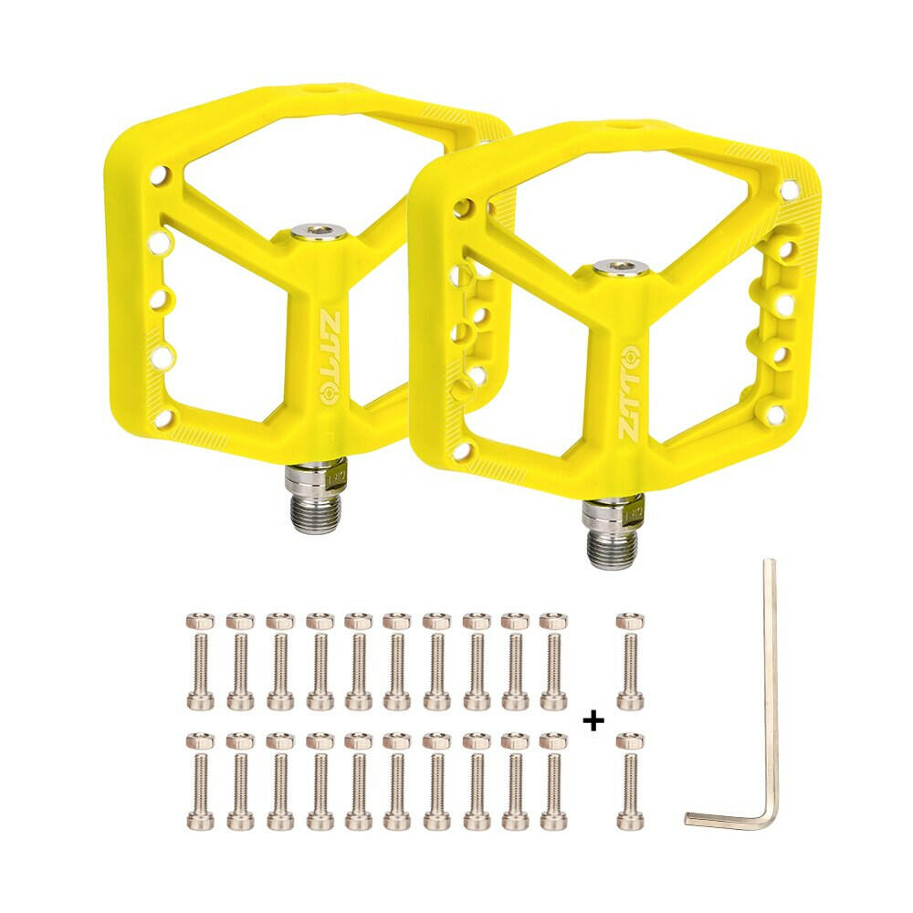 ZTTO Colorful Nylon Bicycle Pedal DU Bushing Bearings XC AM BMX MTB Anti-slip Big Foot Flat Plastic Mountain Road Bike Pedals-WAYBIKER