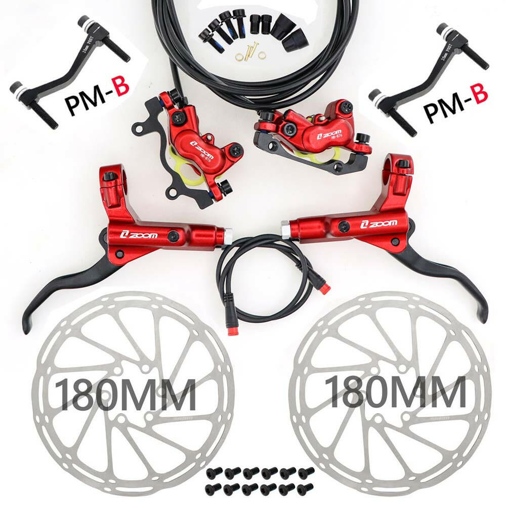 ZOOM HB-876E E-Bike 4-Piston Hydraulic Disc Brake Set Electric Scooter Folding Mtb Bike Power Off ebrake-WAYBIKER