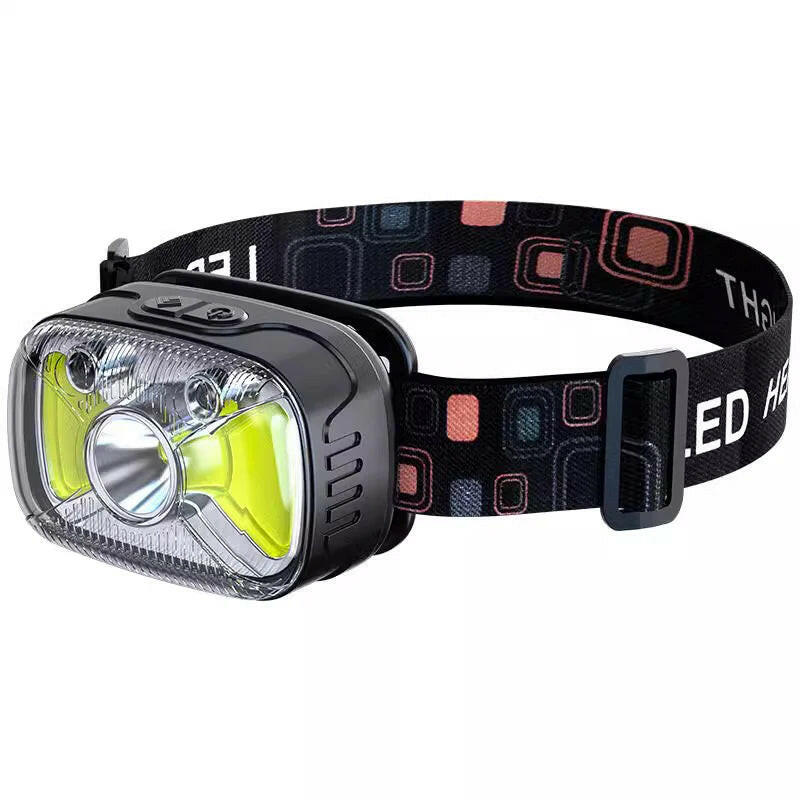 Smart Induction Headlight USB-C Rechargeable Head Flashlight XPG+COB LED Headlamp  White and Red Light Fishing Head Lamp Light-WAYBIKER