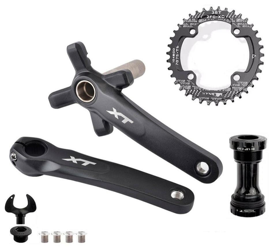 XT Bicycle Crankset 104BCD MTB Bike Crank Chainring Bike 170mm 175mm Black Round Oval 32T 34T 36T 38T Aluminum Alloy with Bottom-WAYBIKER
