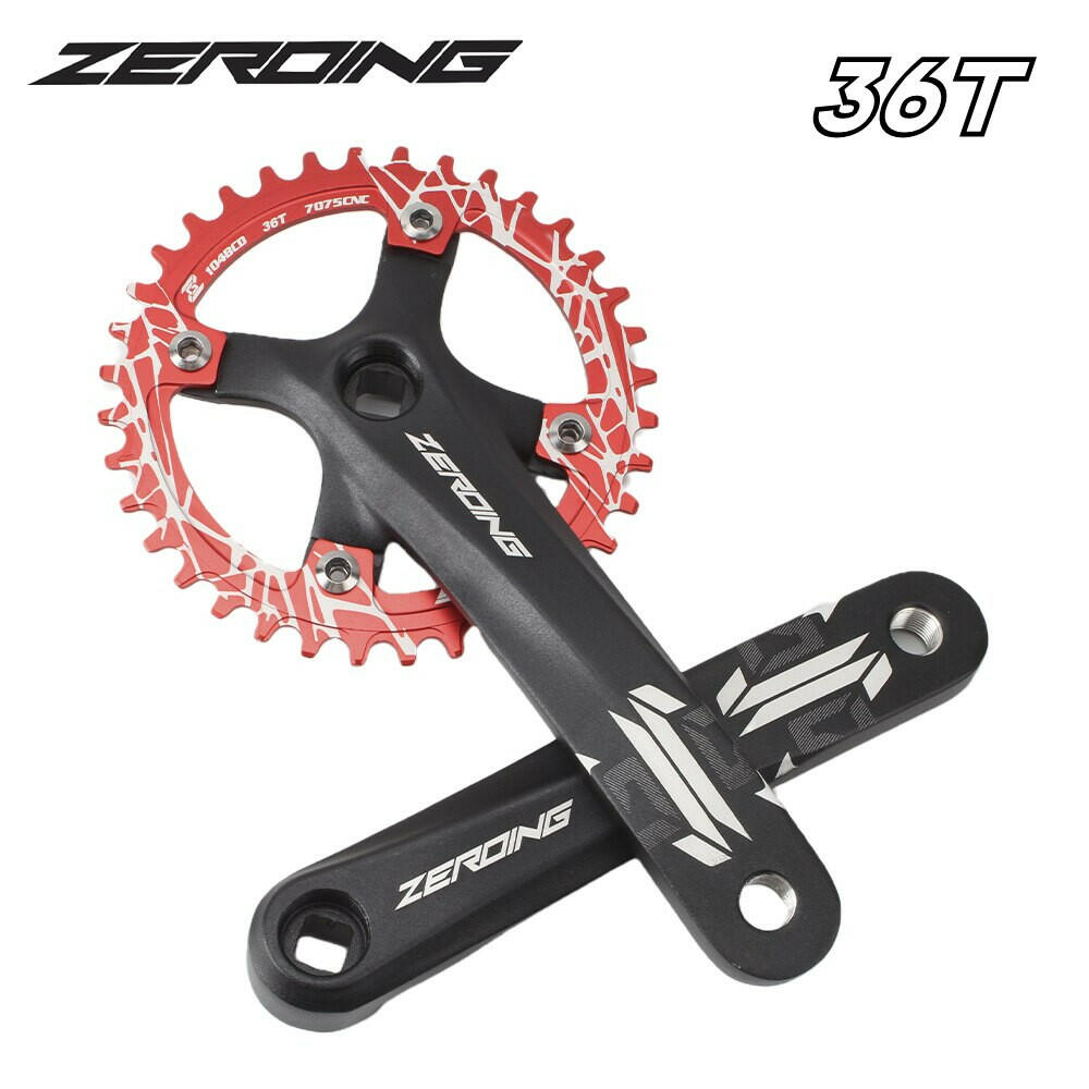 ZEROING Bicycle Crankset 104BCD Mountain Bike Square Hole Crank 170mm Narrow Chainrings 32T 34T 36T 38T Sprocket MTB Crankset-WAYBIKER