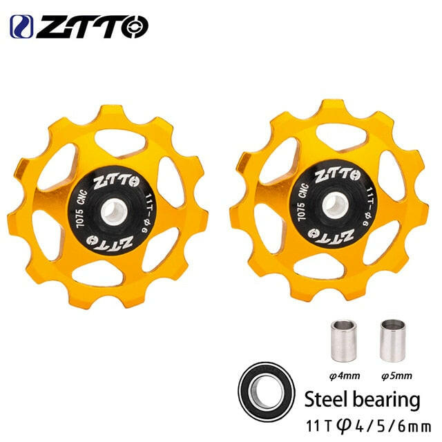ZTTO MTB Bicycle Rear Derailleur Jockey Wheel 11T 13T Steel Bearing Pulley AL7075 CNC Road Bike Guide Roller Idler 4mm 5mm 6mm-WAYBIKER