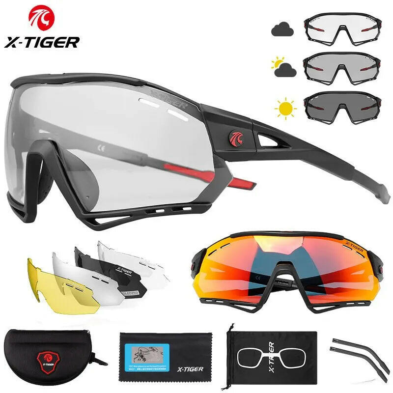 X-TIGER Photochromic Sports Sunglasses Bike Cycling Glasses Polarized UV400 Riding Driving Baseball Running Fishing Eyewear-WAYBIKER
