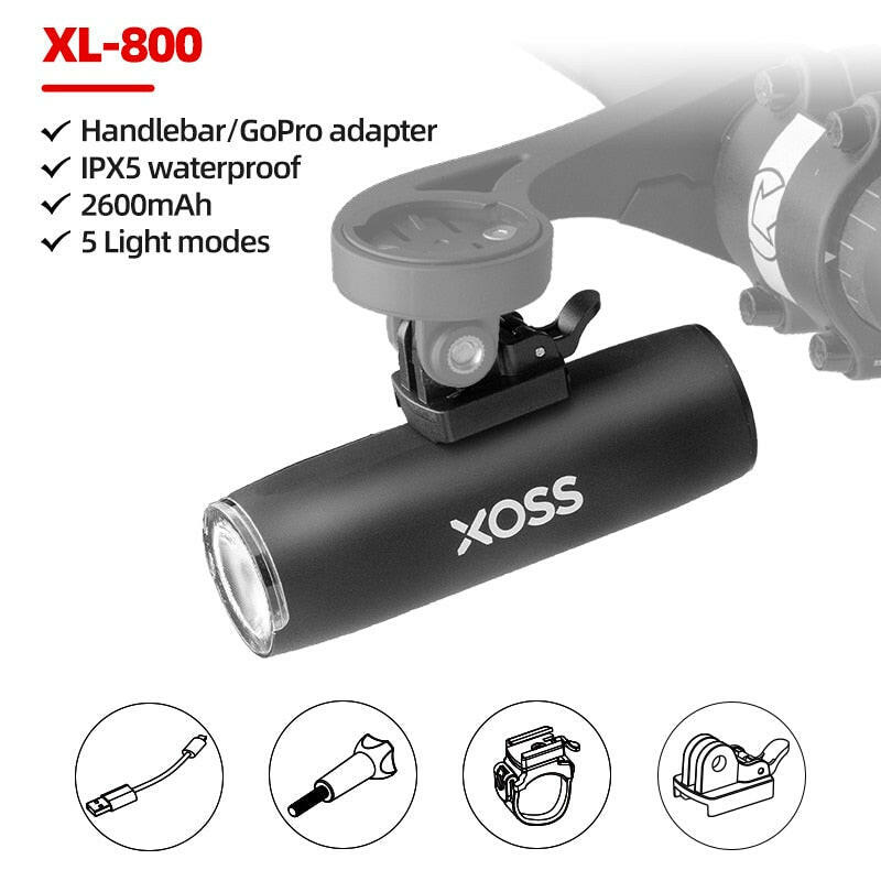 XOSS XL400/800 bicycle light Aluminium Front light for Bicycle USB-C Rechargeable MTB Front Lamp Headlights Bike Accessories-WAYBIKER