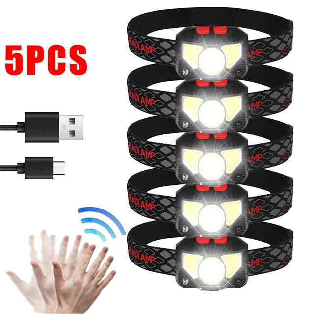 XPG+COB LED Headlamp USB Rechargeable Head Torch Head Flashlight Waterproof Head Torch Outdoor Camping Fishing Headlight-WAYBIKER