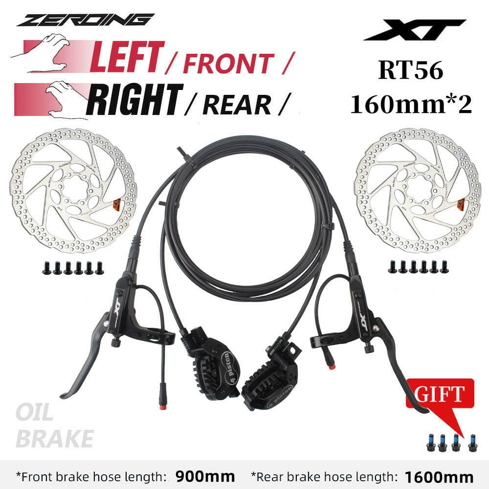ZEROING E-bike Brake Electric Scooter 4 Piston Hydraulic Disc Brake XT With Cooling Full Meatal Pads CNC Tech Mineral Oil Brake-WAYBIKER