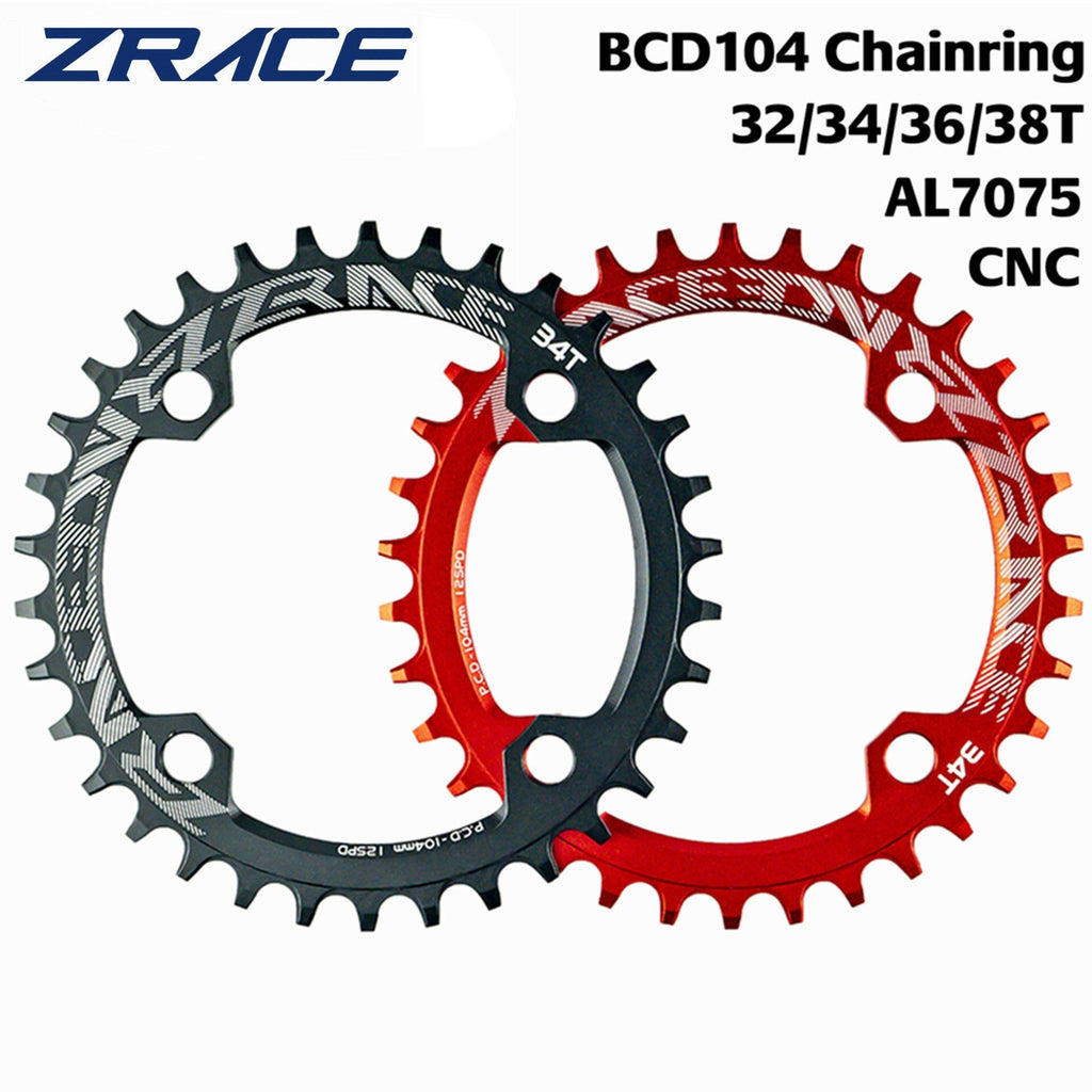 ZRACE Chainrings Chainwheels 32T/34T/36T/38T BCD104, Narrow Width tooth AL7075 CNC for MTB