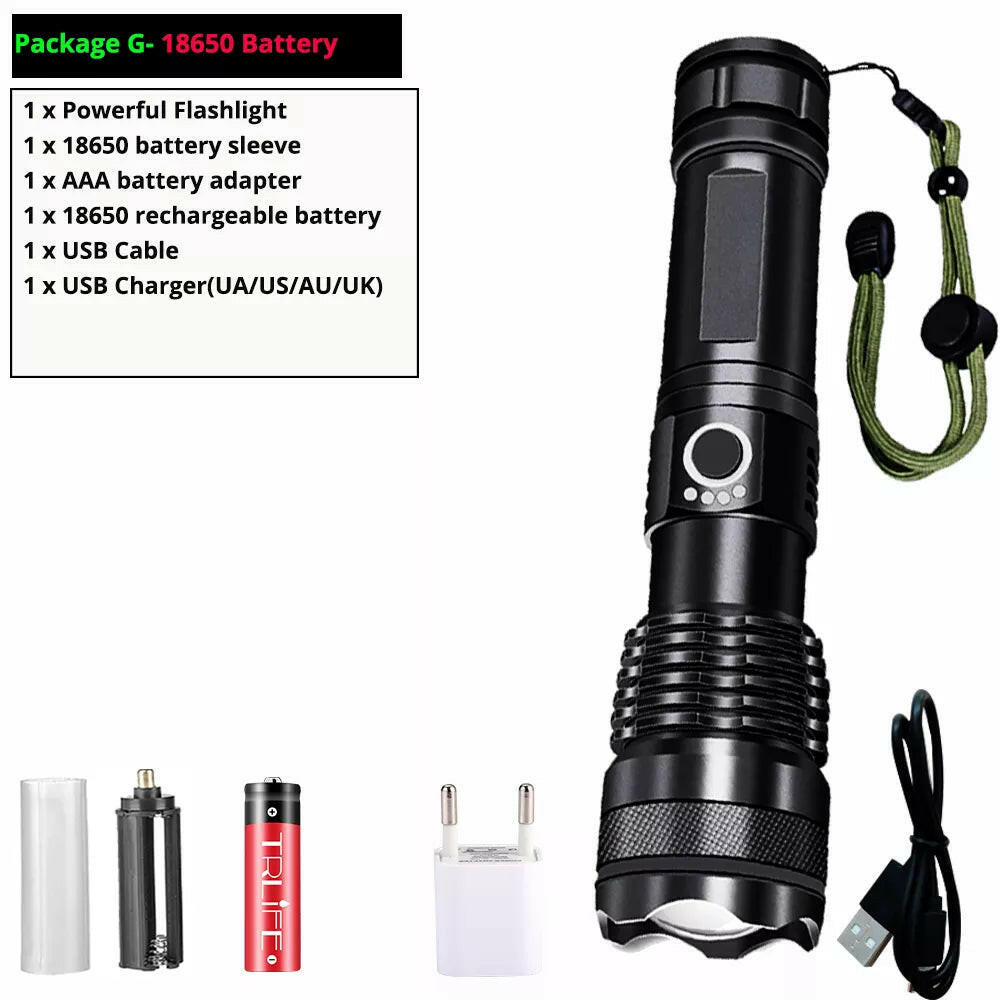 xhp50 most powerful LED Flashlight usb Rechargeable Zoom led torch Best Camping, Outdoor & Emergency use-WAYBIKER