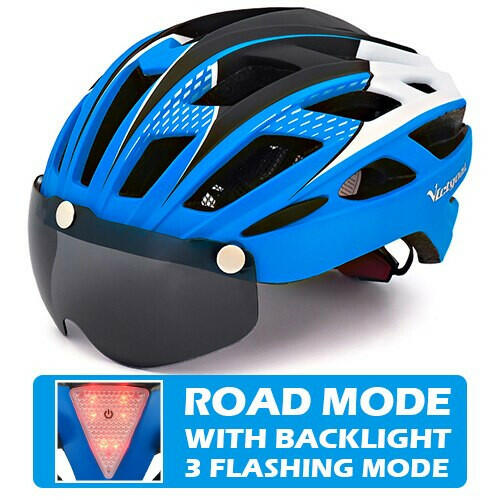 VICTGOAL Cycling Helmet for Men Magnetic Goggles Lens Sun Visor Rear LED Tail Light Bicycle Safety Scooter MTB Road Bike Helmets-WAYBIKER