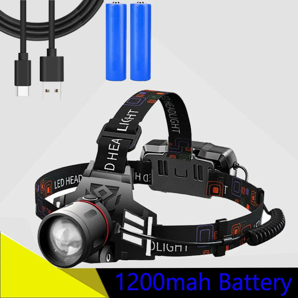 XML-T6 LED Headlamp 3-Mode Zoomable Headlight 18650 Head Torch Fishing Light White Red Blue Green 395nm UV Hunting Flashlight-WAYBIKER