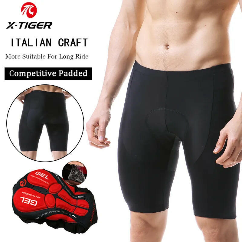 X-TIGER Men's Cycling Shorts Coolmax 5D Padded Bicycles Riding Pants Shockproof MTB Bike Shorts Biking Cycle Wear Tights-WAYBIKER