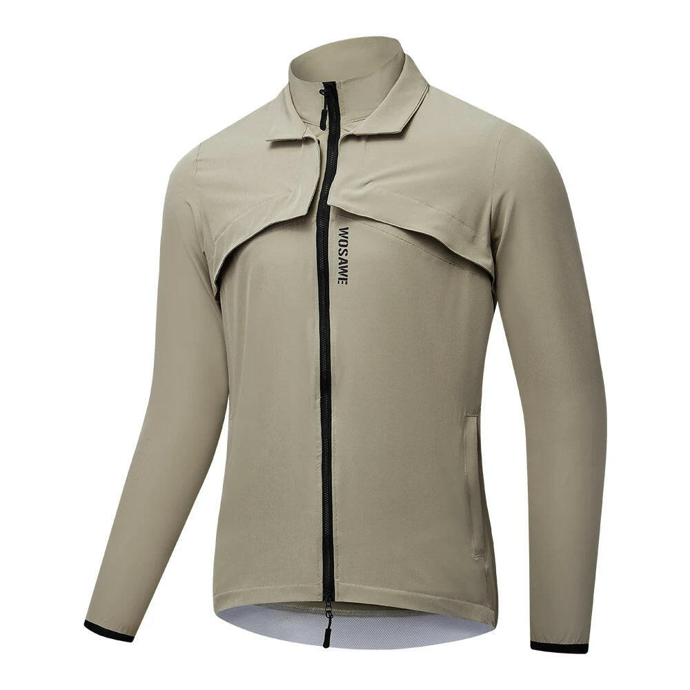 WOSAWE Mens Bike Jacket Long Sleeve Jersey Vest Wind Coat Windbreaker Jacket Windproof Outdoor Sportswear with Removable Sleeves