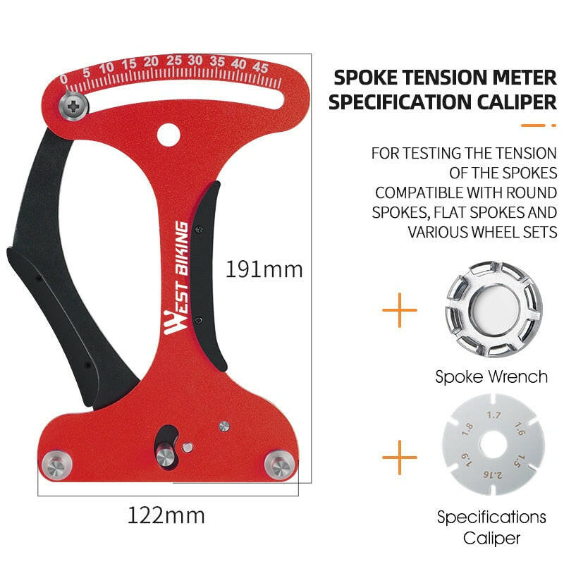 WEST BIKING Bicycle Tool Spoke Tension Meter Precision Bicycle Spoke Indicator MTB Road Bike Wheel Spoke Checker Repair Tools