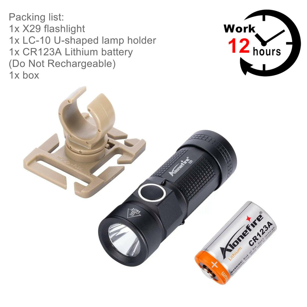360 Swivel U Ring Clip XPG LED Portable Mini Flashlight 12 Hours Work Outdoor Backpack Hat Pocket Hiking Torch C123A Battery-WAYBIKER