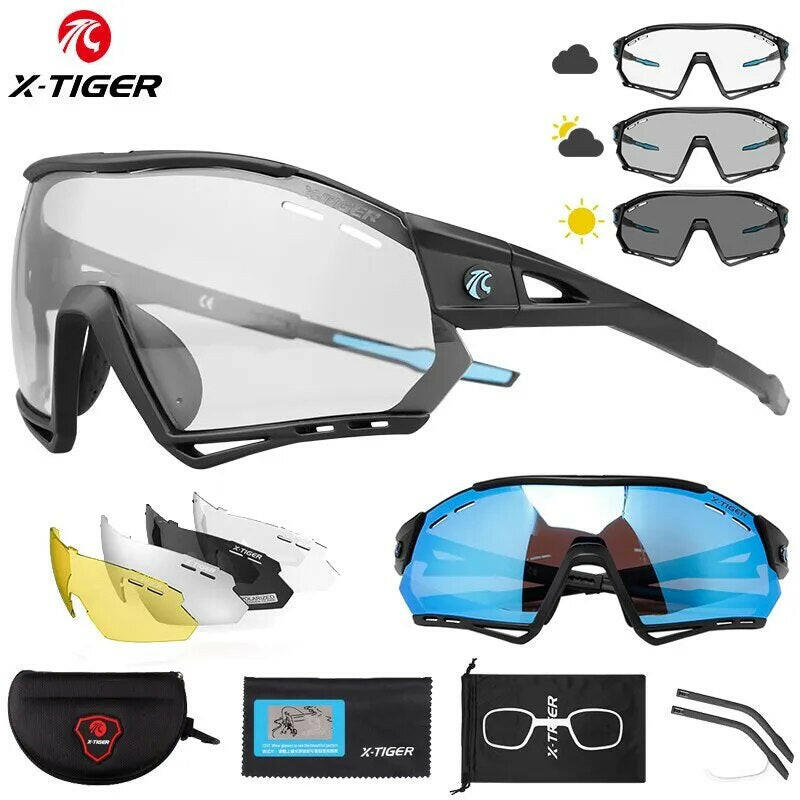 X-TIGER Photochromic Sports Sunglasses Bike Cycling Glasses Polarized UV400 Riding Driving Baseball Running Fishing Eyewear-WAYBIKER