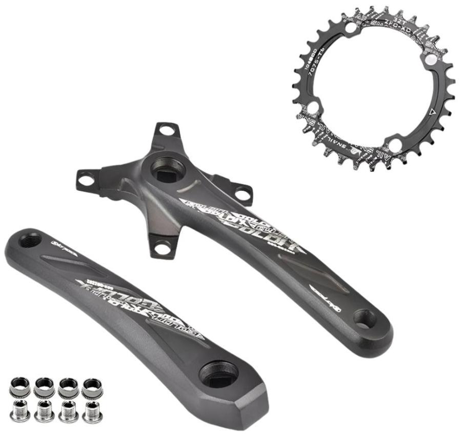 GOLDIX RIRO Bicycle Crankset 104BCD Mountain Bike Square Hole Crank Aluminum Alloy Crank 170/175mm Black 32T 34T 36T 38T 40T 42T