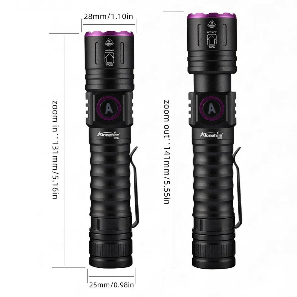 Zoom UV LED Flashlight 365 395nm Type-C Charging Invisible Ink Marker ...
