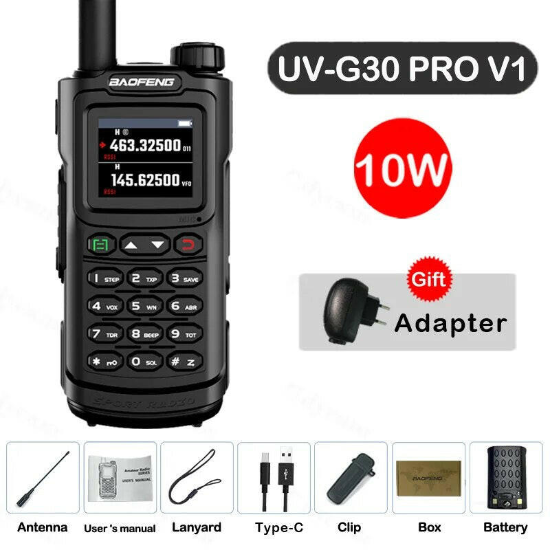 Baofeng UV-G30 Pro V1 Ham Walkie Talkie Long Range Two Way Radio Wireless Copy Frequency Transceiver Type-C Charger UV-5R UV-17-WAYBIKER