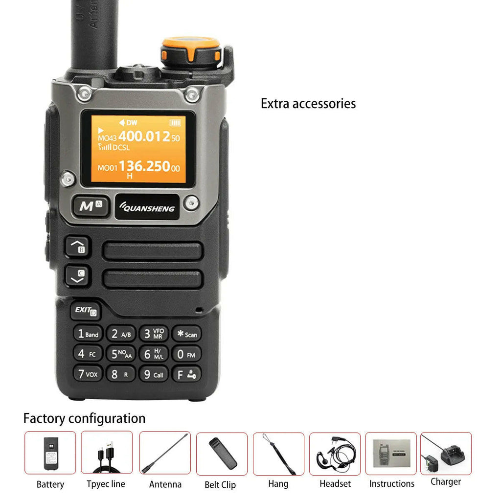 Quansheng UV-K6 Walkie Talkie 5W Air Band Radio Tyep C Charge UHF VHF DTMF FM Scrambler NOAA Wireless Frequency Two Way CB Radio-WAYBIKER