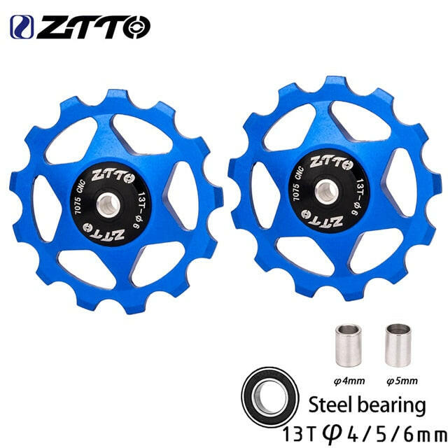 ZTTO MTB Bicycle Rear Derailleur Jockey Wheel 11T 13T Steel Bearing Pulley AL7075 CNC Road Bike Guide Roller Idler 4mm 5mm 6mm-WAYBIKER