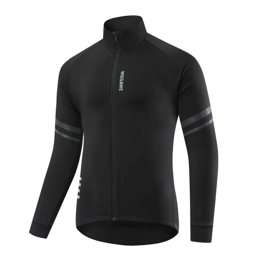 WOSAWE Winter Cycling Jacket Thermal Fleece Clothing Coat Water repellent Windproof Reflective Cycling Jersey Men Sportswear-WAYBIKER